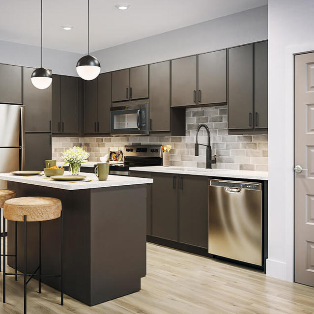 Black pearl design kitchen at Wayfern Apartments in Sandy Springs GA