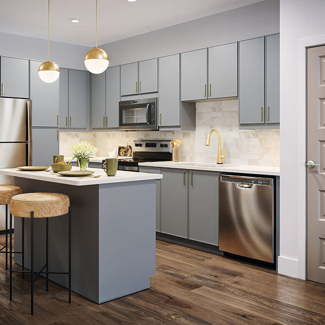 Brass Marble kitchen at Wayfern Apartments in Sandy Springs GA
